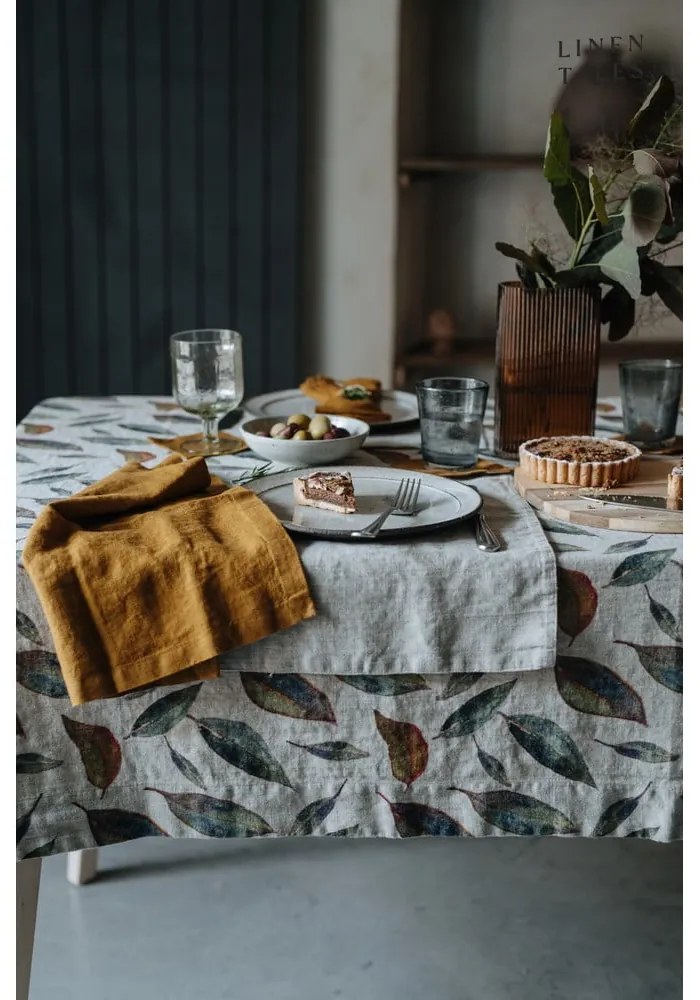 Față de masă din in 140x140 cm Golden Fall – Linen Tales