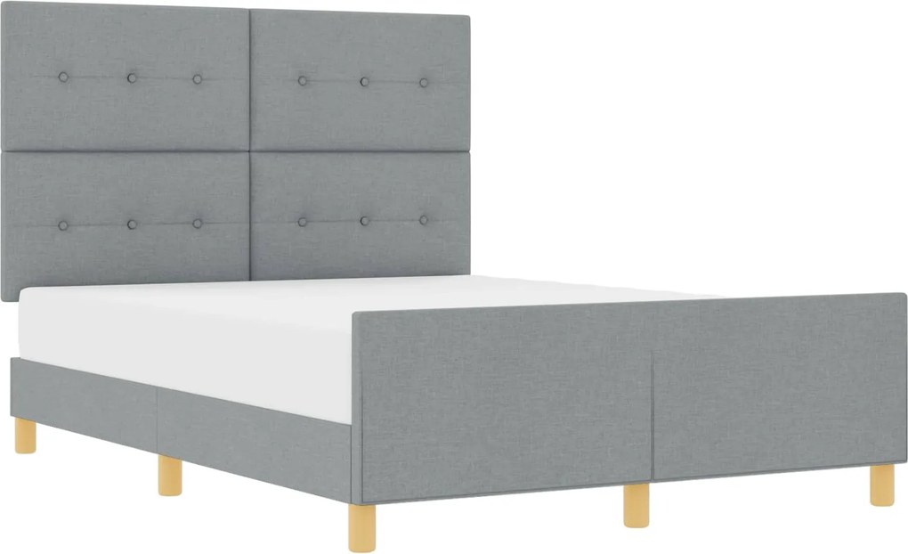 vidaXL Cadru de pat cu headboard Gri deschis 140 x 190 cm țesătură