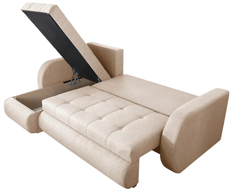 Coltar extensibil reversibil Siena Lux Cream 243x141x81 cm cu lada de depozitare