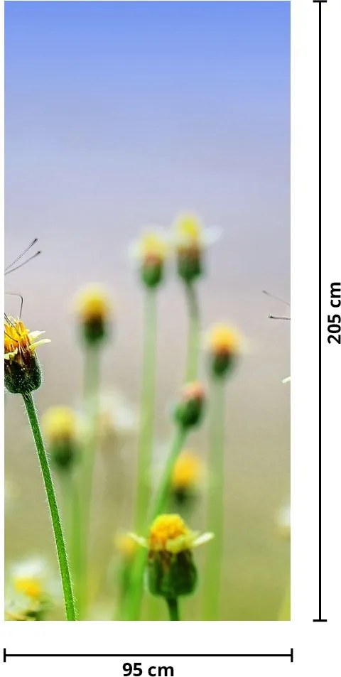 Fototapet pentru ușă - Floare și fluture (95x205cm)