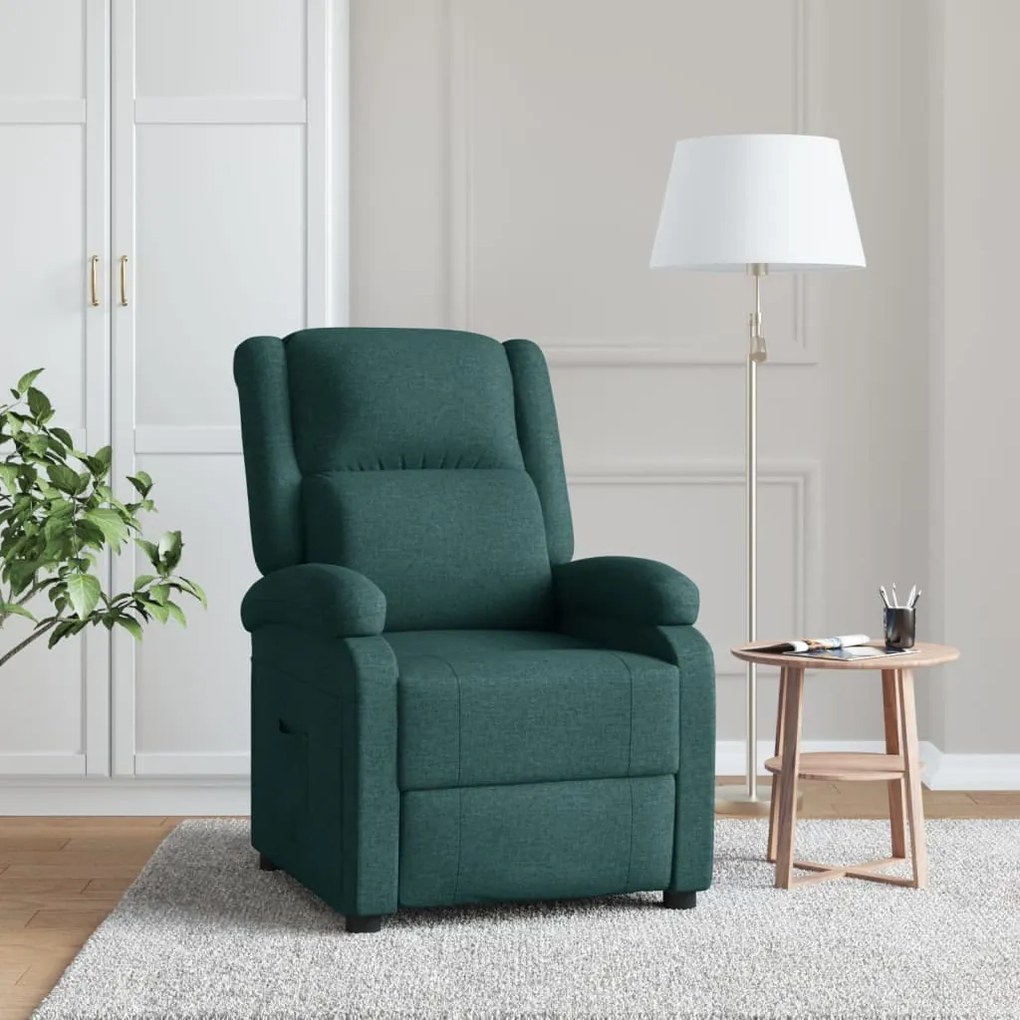 342424 vidaXL Fotoliu rabatabil, verde închis, material textil