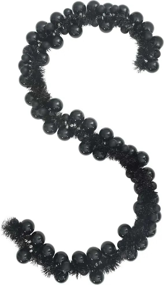 vidaXL Ghirlandă cu Bile de Crăciun Negru 186 cm Polistiren