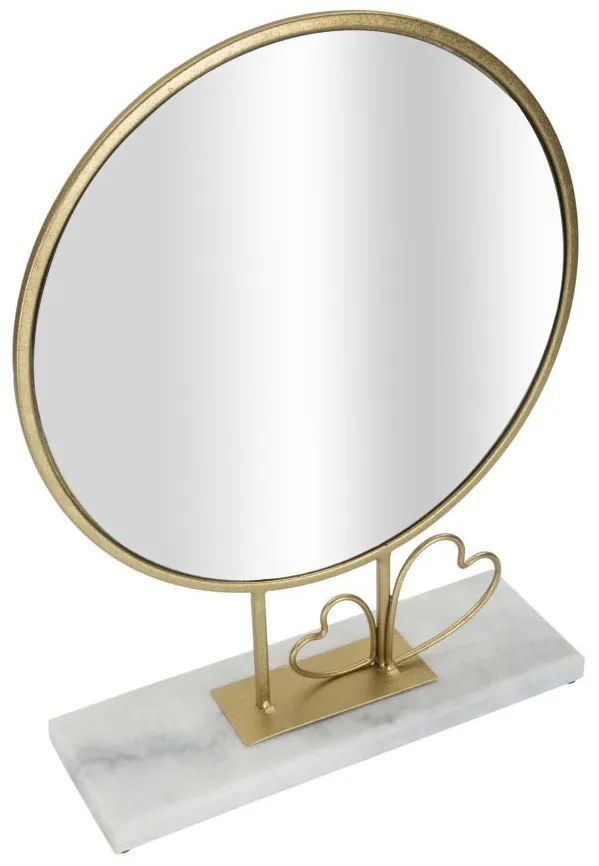 Oglinda decorativa aurie din metal si marmura, 30x39,5x9 cm, Hearts Mauro Ferretti