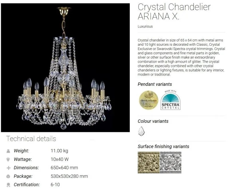 Candelabru Cristal Bohemia Exclusive 10 brate ARIANA X