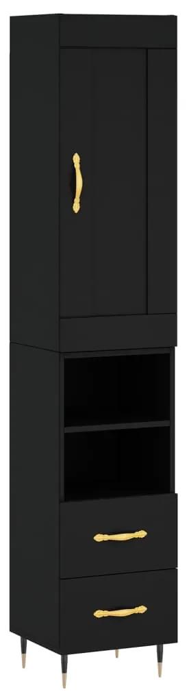 3200242 vidaXL Dulap înalt, negru, 34,5x34x180 cm, lemn prelucrat