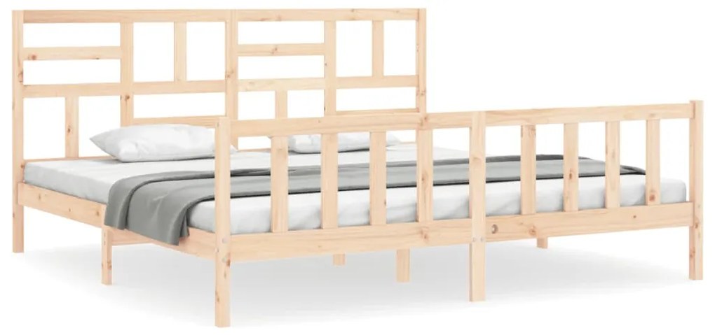 3193091 vidaXL Cadru de pat cu tăblie Super King Size, lemn masiv