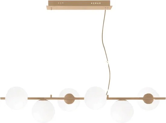 Ondaluce - Lustră suspendată pe cablu MONILE, 6xE14/10W/230V, auriu/alb