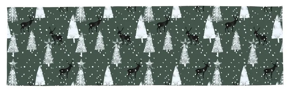 Napron de masă din bumbac 40x140 cm cu model de Crăciun Deer in the Forest – Butter Kings