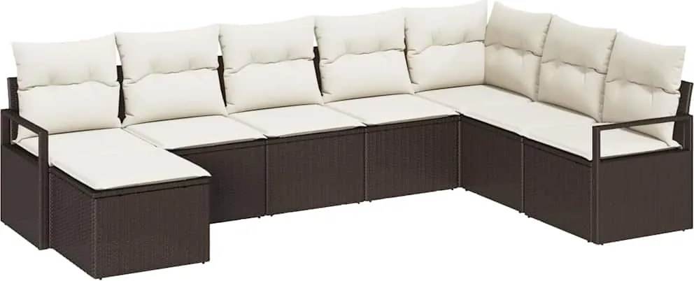 vidaXL Set de canapea cu pernă 8 pcs Maro și Crem poliratan