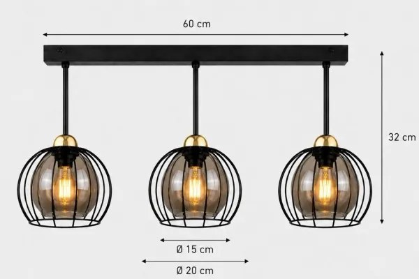 Lustră aplicată SOLO BLACK 3xE27/60W/230V neagră/aurie
