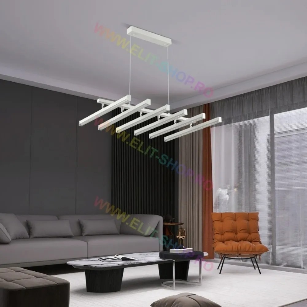 Lustra LED Cu Telecomanda, Elit's Esn1798-6-W, 144W, ALB