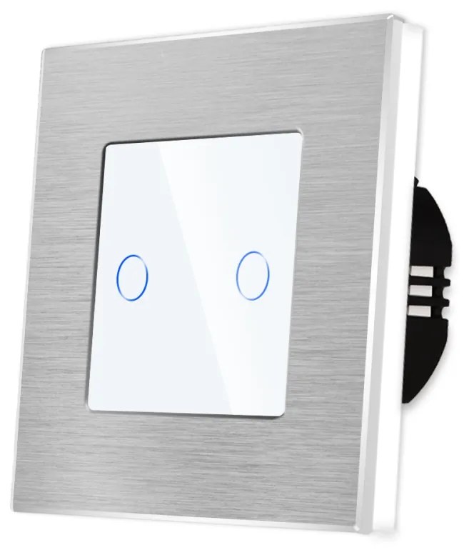 Intrerupator Dublu cu Touch din Sticla si Rama de Aluminiu LUXION, protocol ZigBee