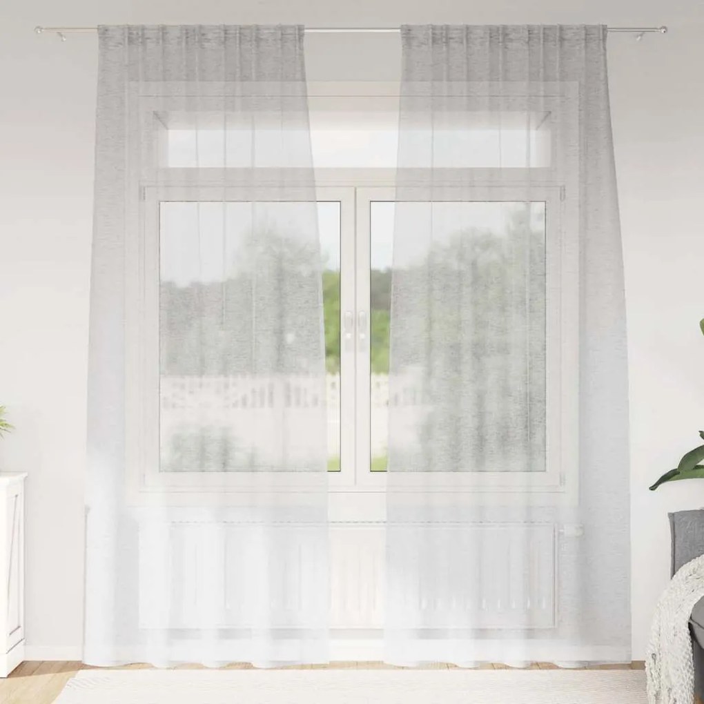vidaXL Perdele cu perdele 2 pcs Gri deschis 140 x 225 cm Poliester