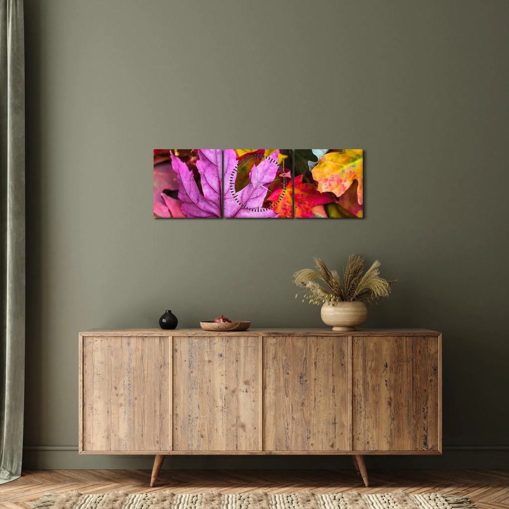 Tablou - frunze de toamnă (cu ceas) (90x30 cm)