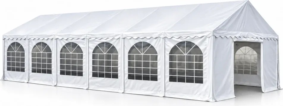 Cort evenimente Economy, 6 × 12 m, 72 m², PVC 440 g/m², structură metalică ranforsată, 12 ferestre, înălțime 3 m, Alb,