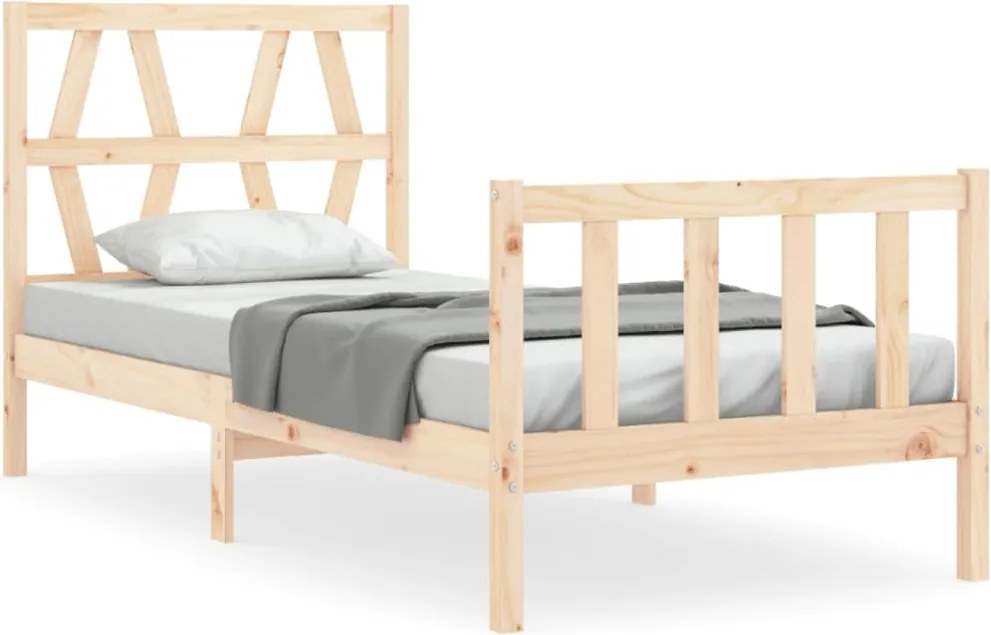 vidaXL Cadru de pat cu tăblie single, lemn masiv