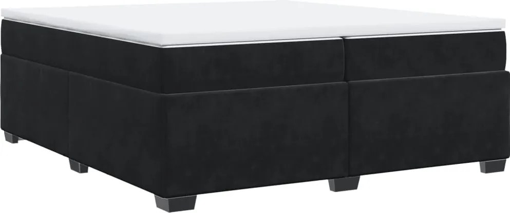 vidaXL Pat box spring cu saltea, negru, 200x200 cm, catifea