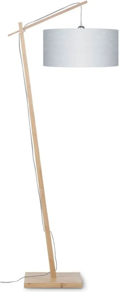Lampadar cu cadru din bambus si abajur din tesatura in, Andes natur/ gri deschis ANDES/F/4723/LG