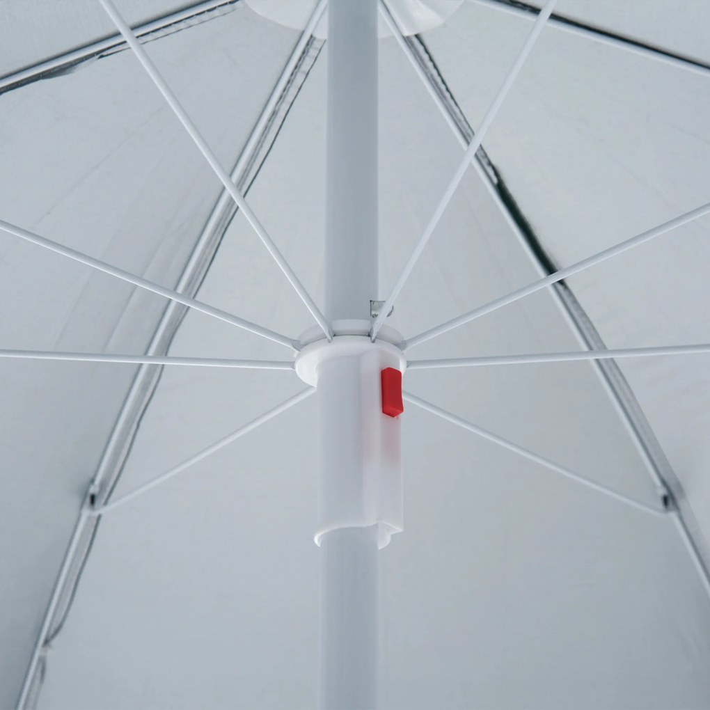 Outsunny Umbrelă de Plajă și Grădină cu Perdea Parasolară, Poliester și Metal, Φ220cm, Verde Închis | Aosom Romania