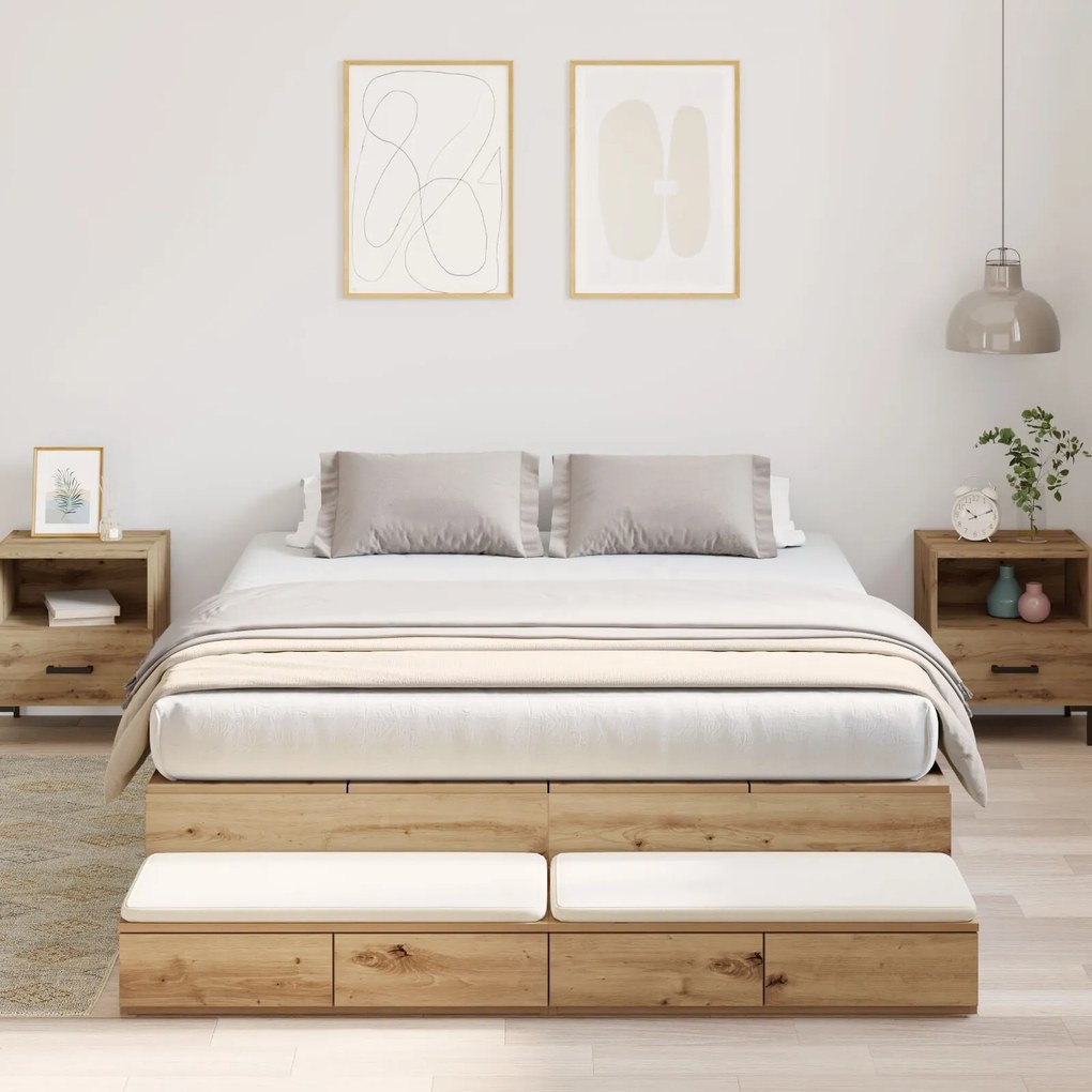 vidaXL Cadru de pat cu depozitare Artisan Oak 135x190 cm