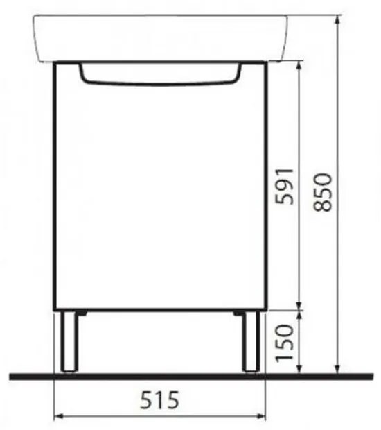 Set mobilier baie cu lavoar inclus alb, 50 cm, Kolo Geberit Group, Rekord 515x412x591 mm