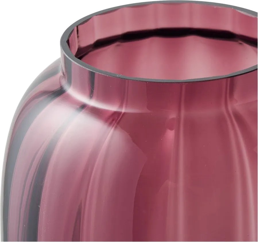 Vază roșie din sticlă lucrată manual (înălțime 21 cm) – House Nordic