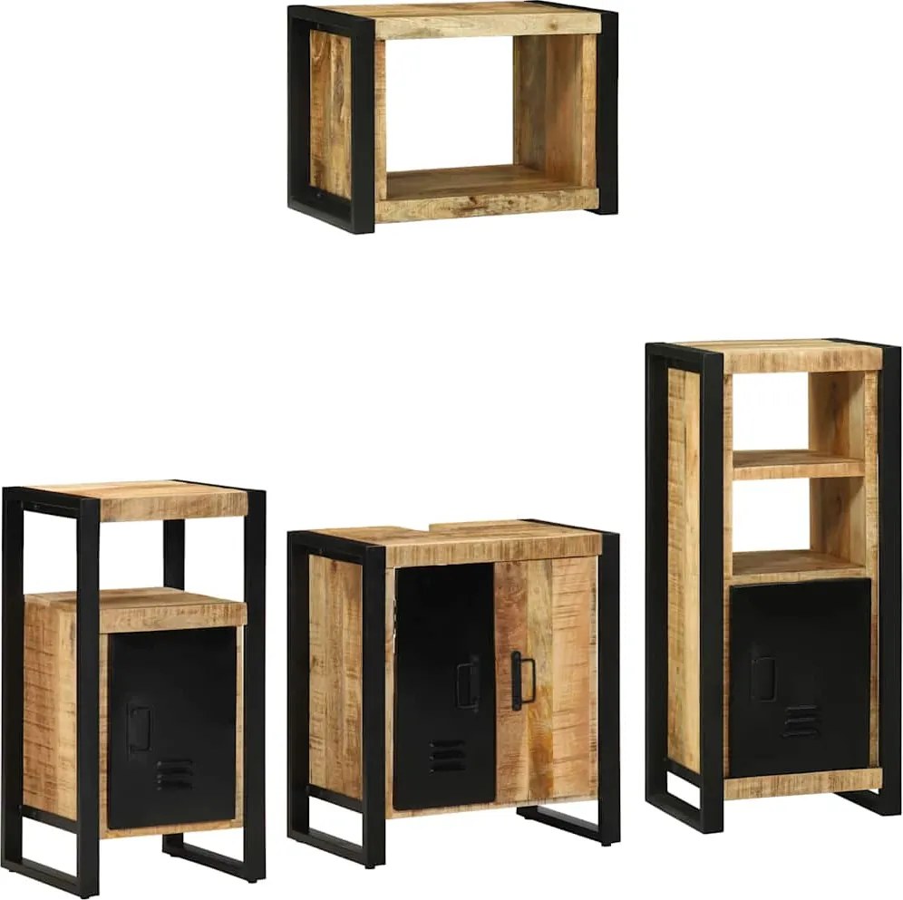 vidaXL Set de mobilier pentru baie cu sertar 4 pcs Lemn de mango solid