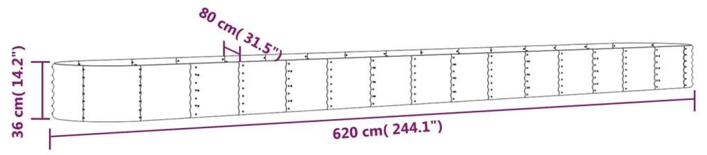 Jardiniera gradina gri 620x80x36 cm otel vopsit electrostatic 1, Gri, 620 x 80 x 36 cm