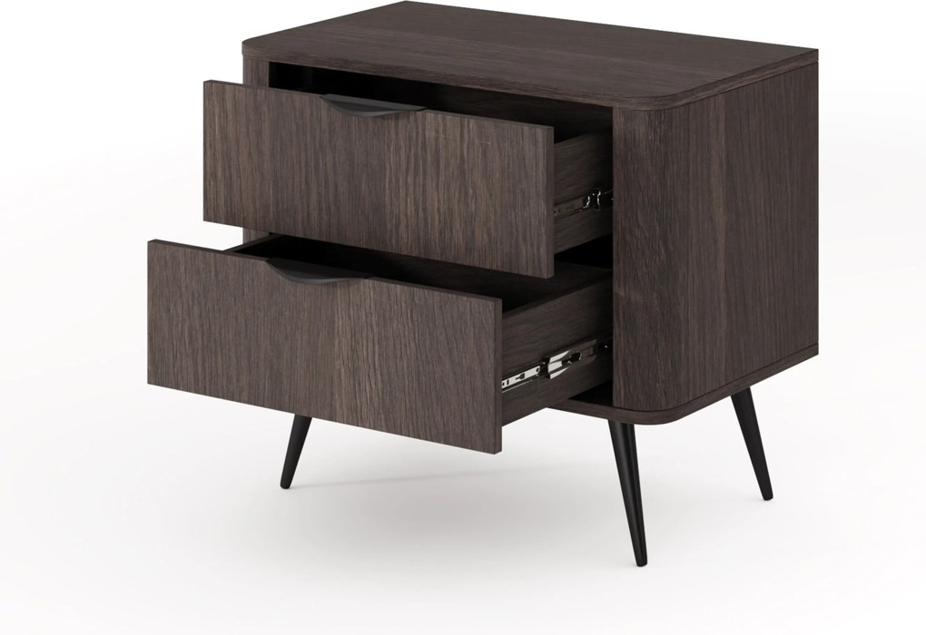 Noptieră Edrin 63 cm cu sertare - stejar dunin / negru