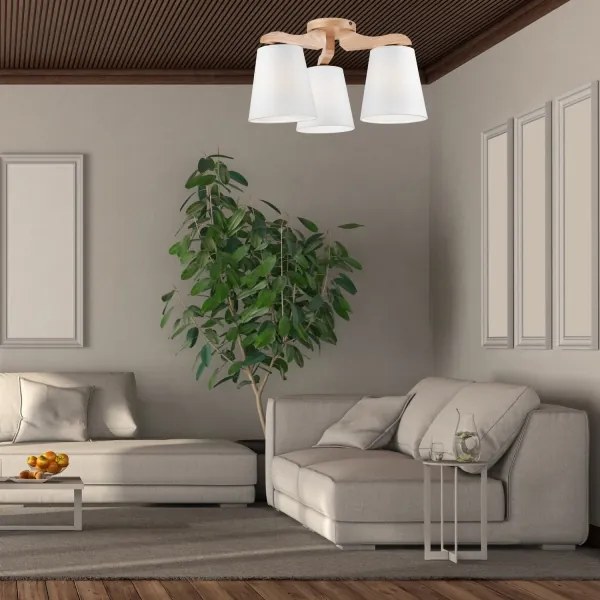 Lustră aplicată ANDREA 3×E27/60W/230V stejar/albă