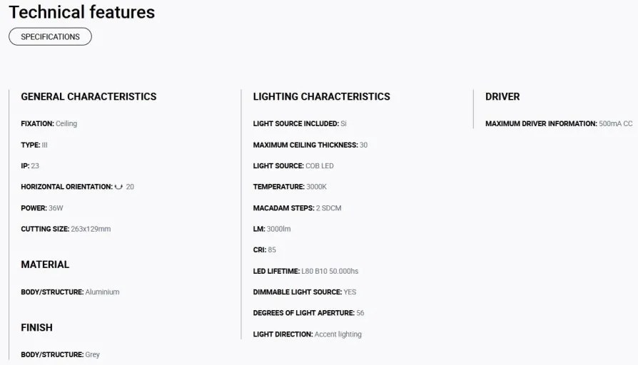 Spot LED incastrabil MINI COLIN-2 Grey recessed 36-50W 3000K 56°