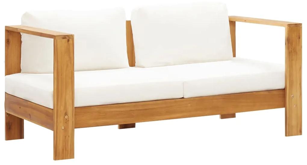 vidaXL Canapea de grădină cu pernă, alb crem, 140 cm, lemn de acacia