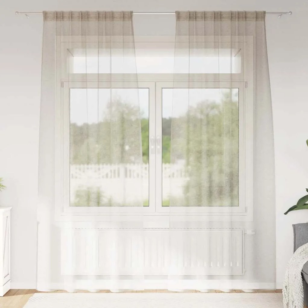 vidaXL Perdele cu perdele 2 pcs Nisip 140 x 225 cm Poliester