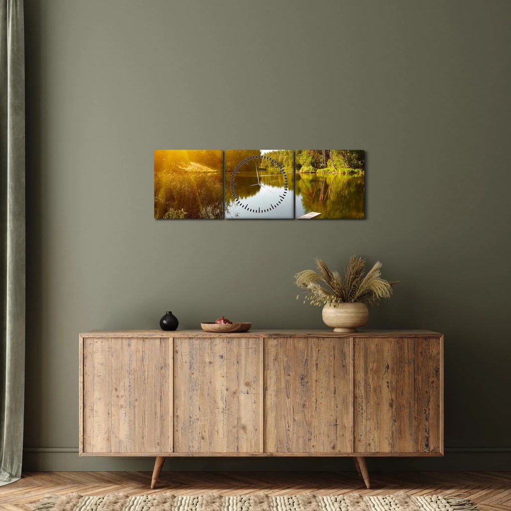 Tablou - Lac la munte (cu ceas) (90x30 cm)