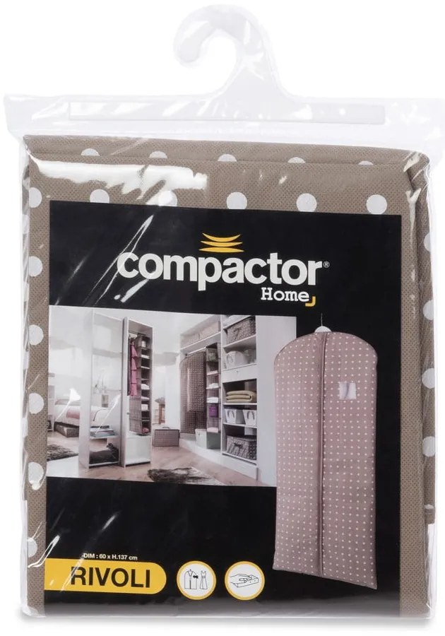Husă de protecție pentru haine de agățat Compactor Dots, 137 cm, bej