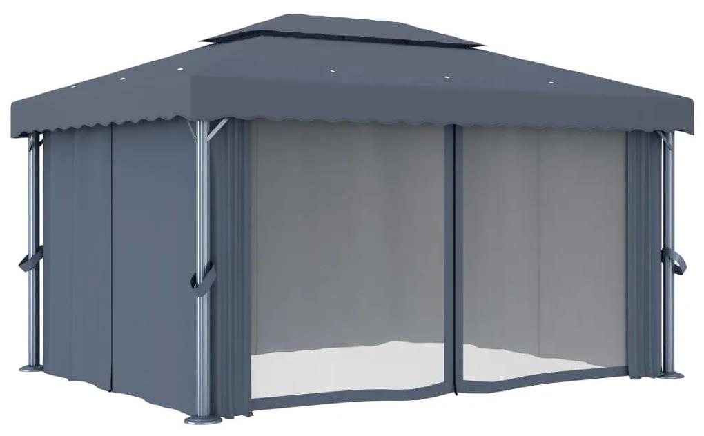 Pavilion cu perdea, antracit, 4 x 3 m, aluminiu Antracit, 4 x 3 m