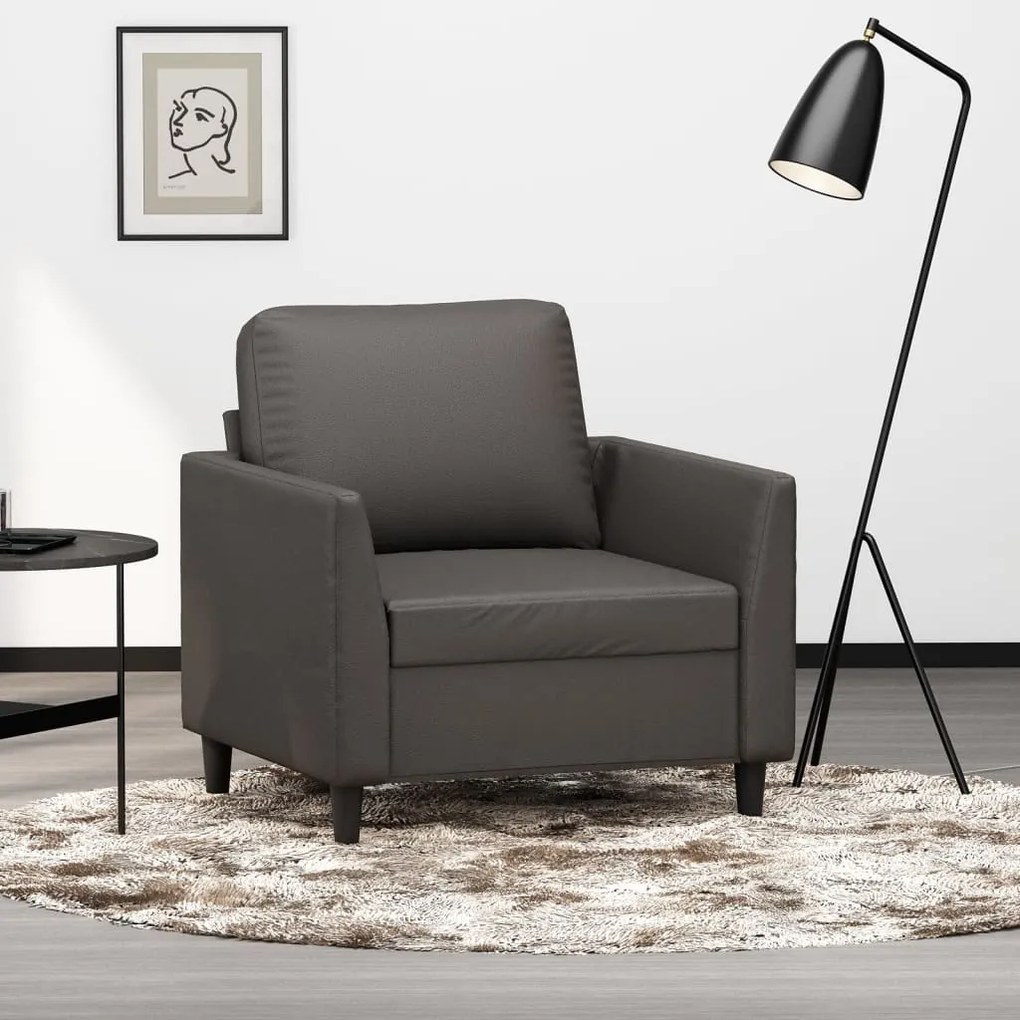 348908 vidaXL Canapea de o persoană, gri, 60 cm, piele ecologică