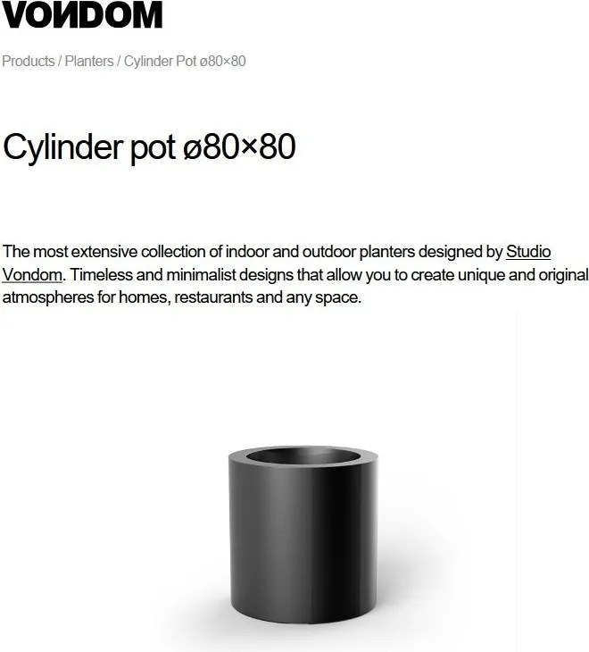 Ghiveci plante design decorativ modern exterior / interior CYLINDER POT 80x80cm