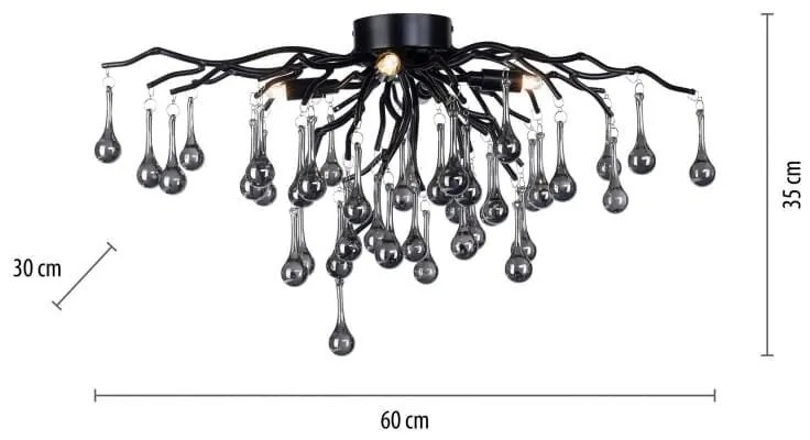 Lustra Aplicata cu Pandative din Sticla ICICLE negru