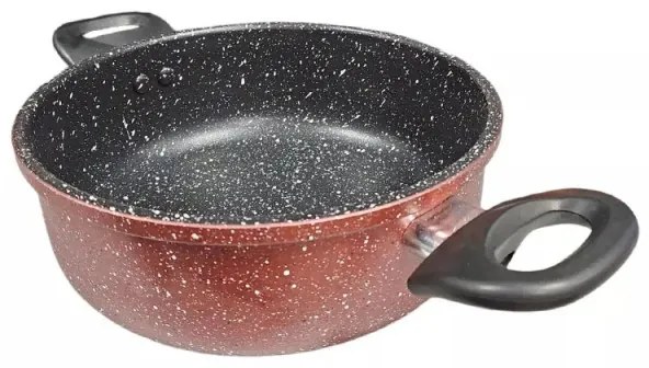 Cratita cu capac din sticla Rosberg R51318G22, 22x8,5 cm, 2.8 L, Finisaj marmura, Inductie, Bordeaux melange