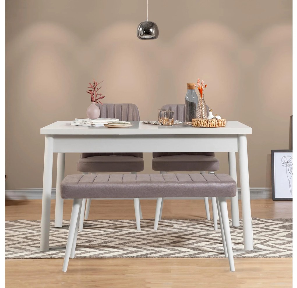 Set mobilier sufragerie Bimuvo 4 (alb + gri) (pentru 4 persoane). 1095045