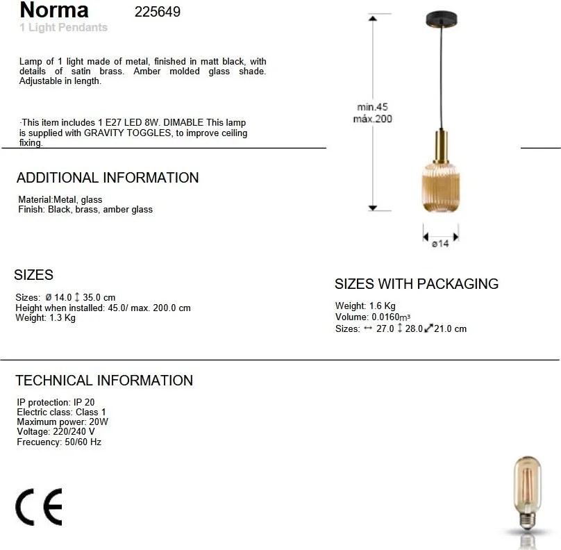 Lustra/ Pendul design modern Norma 14cm