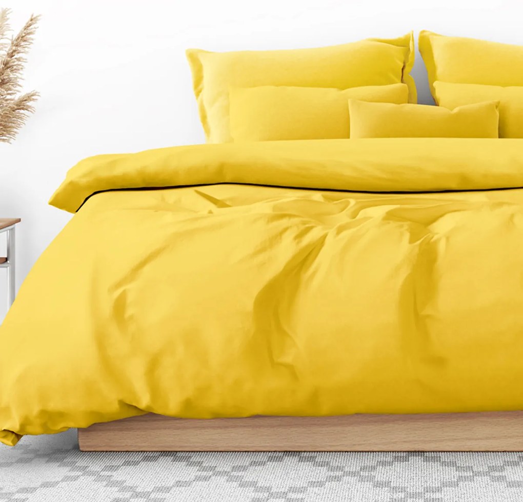 Goldea lenjerie de pat din 100% bumbac - galben 140 x 200 și 70 x 90 cm