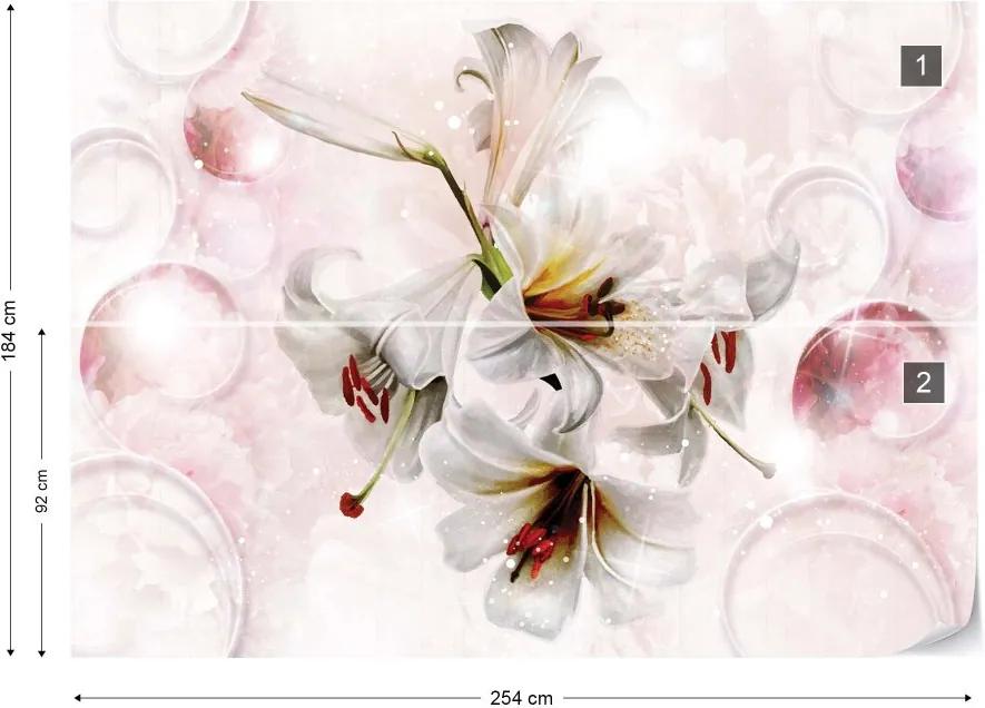 GLIX Fototapet - Flowers Modern 3D Design Bubbles Vliesová tapeta  - 254x184 cm