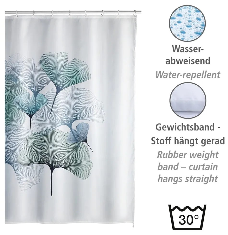 Perdea de baie lavabilă Wenko Ginkgo, 180 x 200 cm