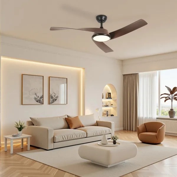 ZEVENTI - Ventilator de tavan LED AERYS LED/24W/230V Wi-Fi Tuya negru/nuc + telecomandă