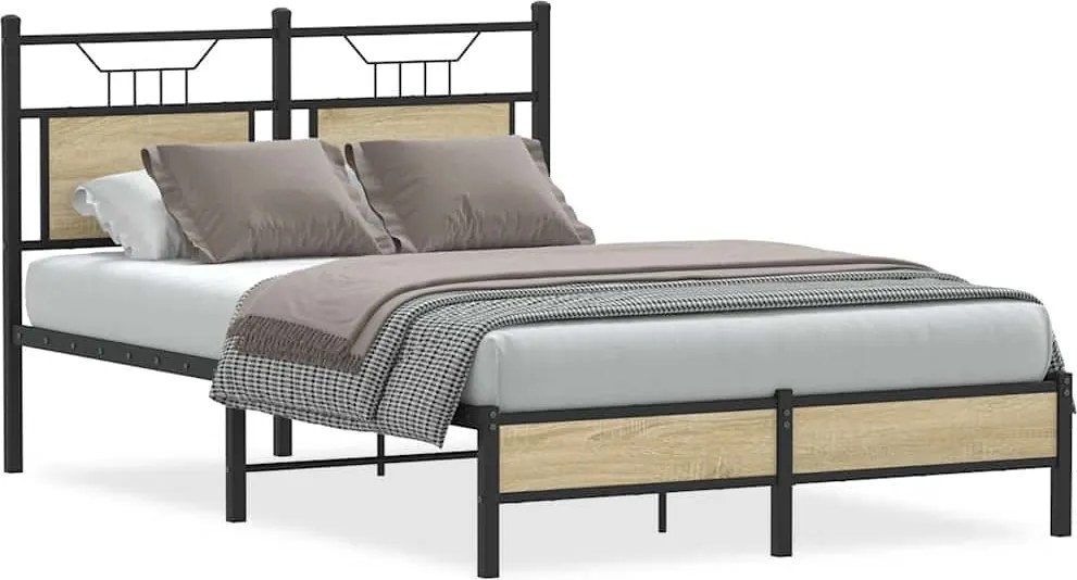 vidaXL Cadru pat fără saltea stejar sonoma 120x190 cm, lemn prelucrat
