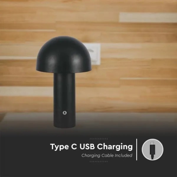 Lampă de birou LED reglabilă, reîncărcabilă, 1W, 5V, 3000-6000K, 1800 mAh, negru