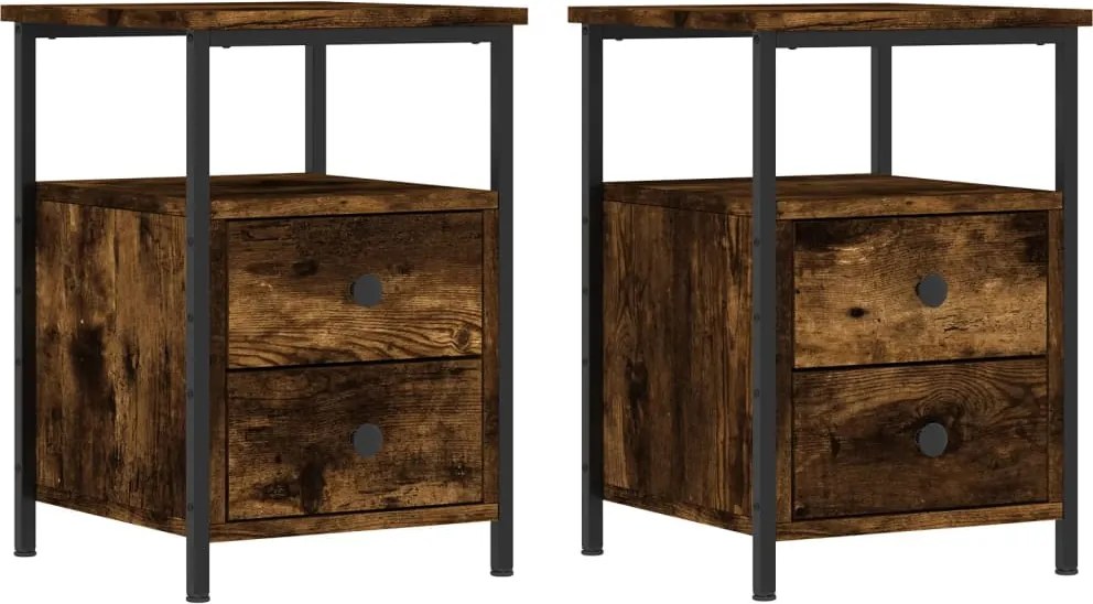 vidaXL Noptiere, 2 buc., stejar fumuriu, 34x35,5x50 cm, lemn compozit