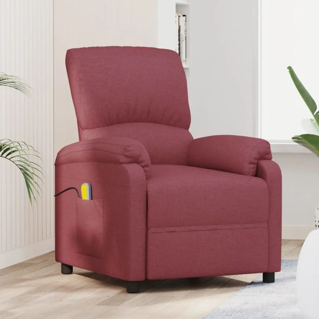 324082 vidaXL Fotoliu de masaj, roșu vin, material textil
